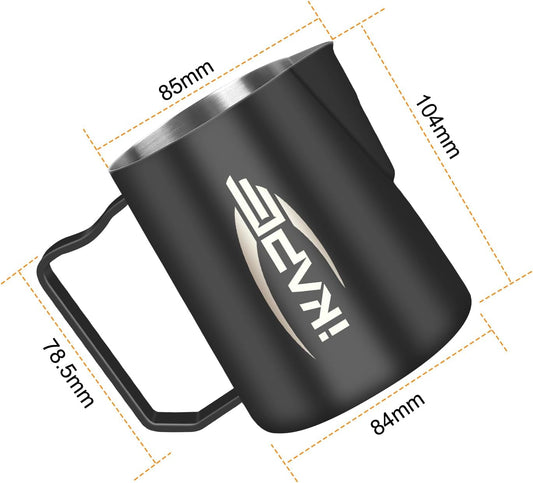 IKAPE Espresso Milk Pitcher, Espresso Steaming Pitcher with Sharp Spout for Espresso Barista Tool, 15.4 oz/450ml Milk Frothing Jug (Black)