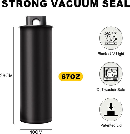 Vacuum Coffee Canister, 67oz Air Seal for Coffee Bean Storage, Stainless Steel Food Storage Container, Preserves Freshness Longer, Airtight Coffee Storage for Grounds & Whole Beans