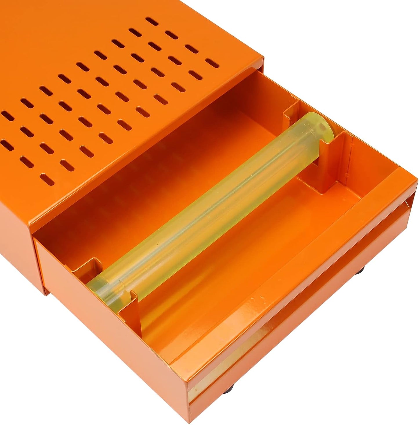 Large Size Espresso Coffee Knock Box Drawer, Stainless Steel Pull-Out Style Coffee Grounds Powder Container Bin for Cafes Restaurant Home Bar, 14.96 x 10.03 x 3.93 inch (Orange)