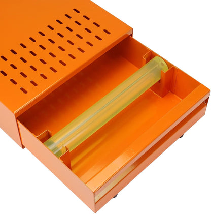 Large Size Espresso Coffee Knock Box Drawer, Stainless Steel Pull-Out Style Coffee Grounds Powder Container Bin for Cafes Restaurant Home Bar, 14.96 x 10.03 x 3.93 inch (Orange)