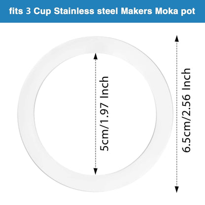 Moka Express Replacement Funnel Kit, 3 Packs Gasket Seals, 1 Stainless Steel Funnel with 1 Pack Stainless Filter (3-Cup)
