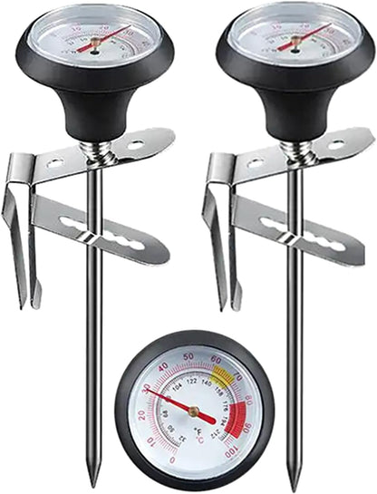 Milk Frothing Thermometer 2 Packs for Coffee Chocolate Cappuccino Frothy Milk Foam Stainless Steel Thermometer Latte Art Pen