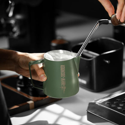 MHW-3BOMBER Milk Frothing Pitcher 600ml/20oz Espresso Steaming Pitcher Stainless Steel Frothing Cup Capuccino Latte Art Pitcher, Green P5030-OS