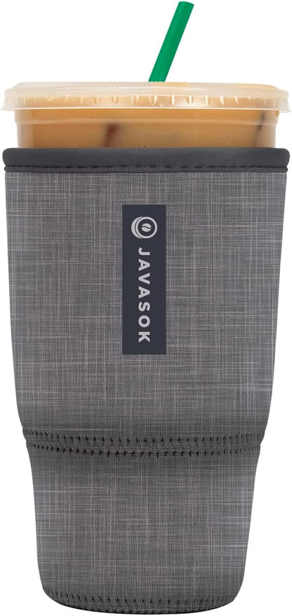 Sok It JavaSok Iced Coffee & Cold Soda Insulated Neoprene Cup Sleeve (Anthracite, Large: 30-32oz)
