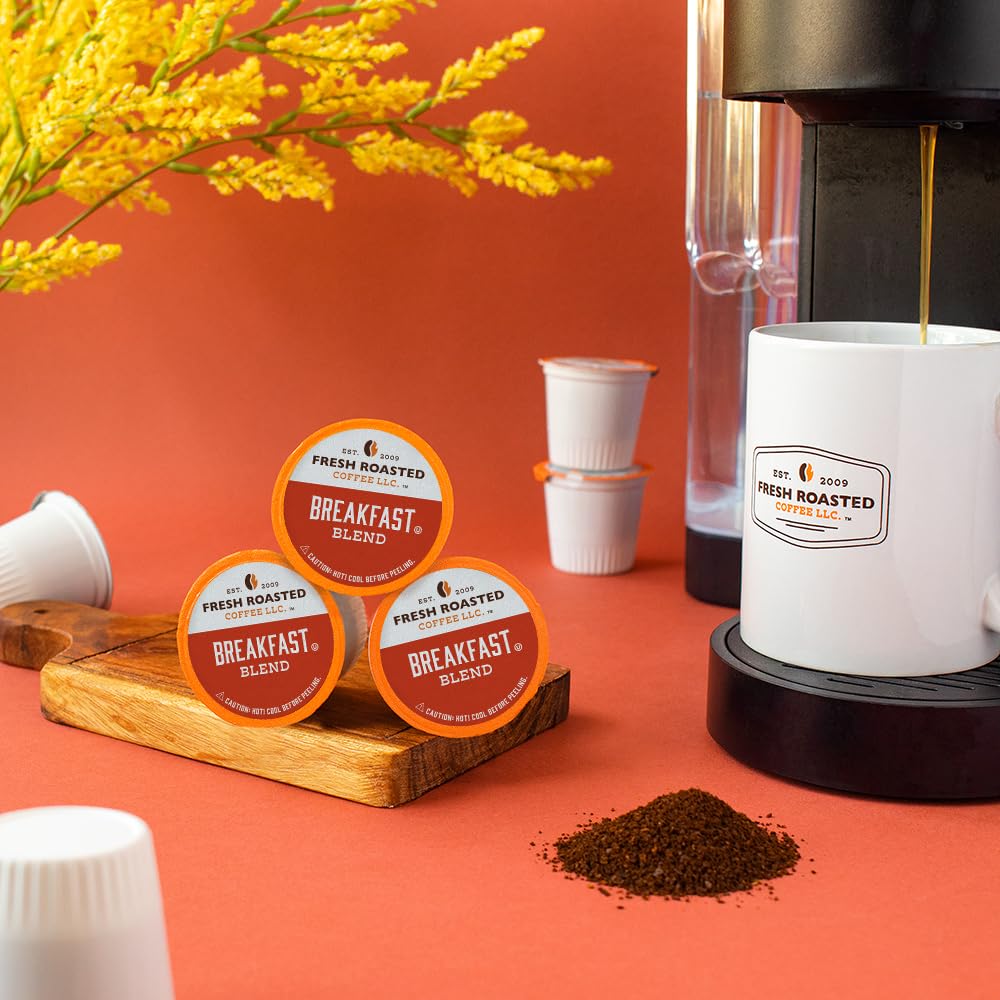 Fresh Roasted Coffee, Breakfast Blend, Light Roast, 24 Pods for K Cup Brewers
