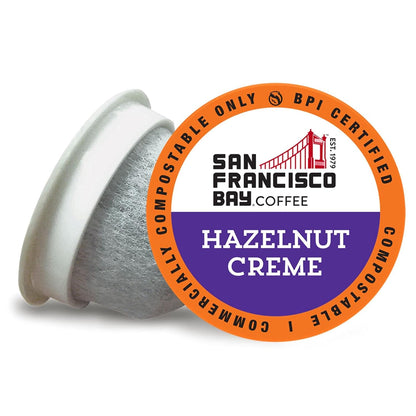 San Francisco Bay Compostable Coffee Pods - Hazelnut Crème (120 Ct) K Cup Compatible including Keurig 2.0, Flavored, Medium Roast