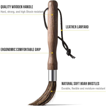 Coffee Brush Coffee Grinder Cleaning Brush Coffee Grinder Brush Natural Boar Bristles Walnut Handle with Suspension Band, Professional Equipment for Your Barista Home Kitchen
