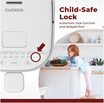CUCKOO CWP-A501TW 5-Liter Hot Water Dispenser & Warmer with 4 Operating Modes, Chlorine Evaporation, Child Lock Function (White/Gray)