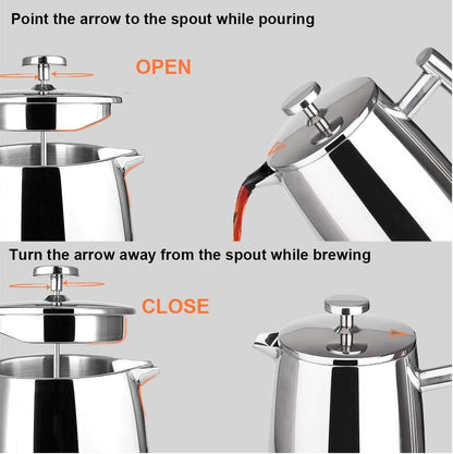 Secura French Press Coffee Maker, 34-Ounce, 304 Stainless Steel Insulated Coffee Press with Extra ScreenSecura French Press Coffee Maker, 34-Ounce, 304 Stainless Steel Insulated Coffee Press with Extra Screen