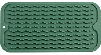Silicone Dish Drying Mat for Multiple Usage,Easy clean,Eco-friendly,Heat-resistant Silicone Mat for Kitchen Counter or Sink,Refrigerator or Drawer Liner Green S 12 inches x 6 inches