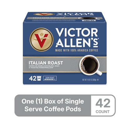 Victor Allen's Coffee Italian Roast, Dark Roast, 42 Count, Single Serve Coffee Pods for Keurig K-Cup Brewers