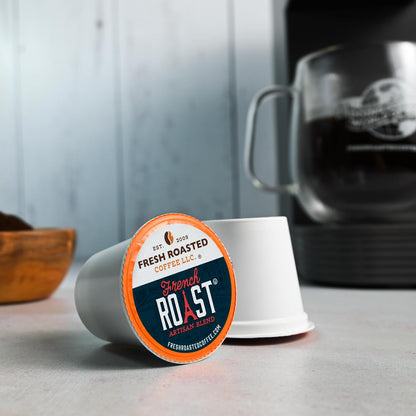 Fresh Roasted Coffee, French Roast, Dark, 96 Pods for K Cup Brewers