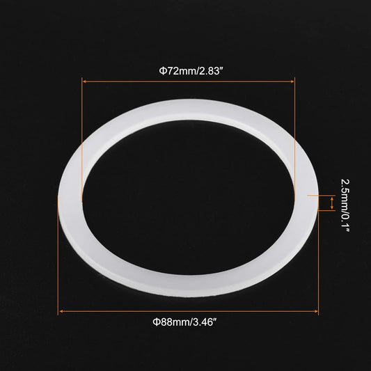 MECCANIXITY Gasket Seal Coffee Maker White Silicone Ring Replacement 72x88x2.5mm for 12-Cup Aluminium Coffee Pot, Pack of 5