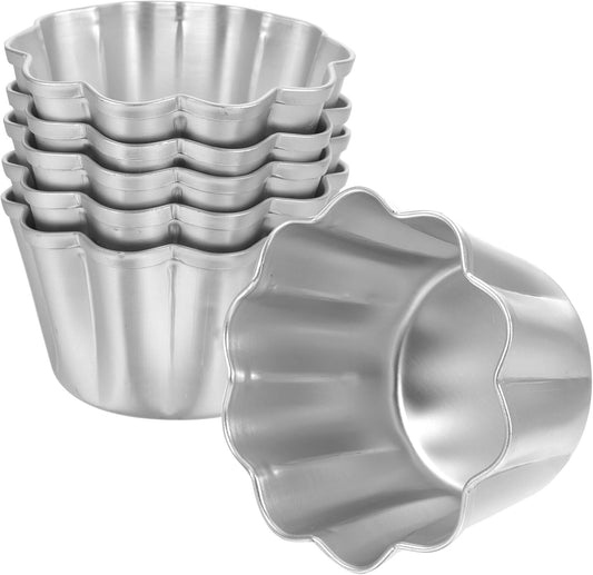 6Pcs Egg Tart Molds Aluminium Pie Tins Mini Tart Tins Tiny Pie Tin Cupcake Cake Mold Pudding Molds for Home Baking