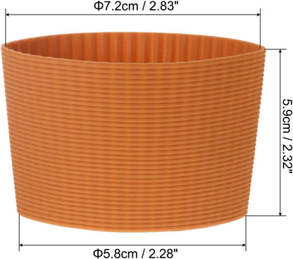 uxcell 3Pcs Coffee Cup Sleeve, Silicone Cup Sleeve Non-slip Glass Water Bottle Mug Sleeves Brown