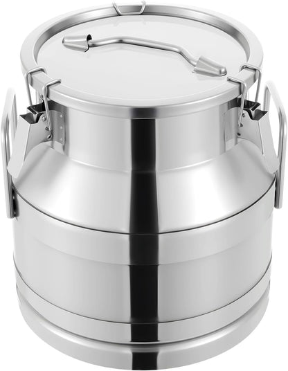 1 mm Thickened Stainless Steel Milk Can Large Liquid Container Storage,Stainless Steel Milk Bucket With Sealing Lid and Carry Handle,for Wine, Oil Storage Transport (20L/5.25 Gal)