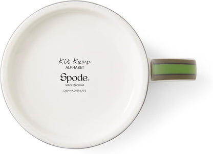 Spode Kit Kemp Alphabet Mug - Letter J Monogram in Fine China, 12oz Ceramic Coffee Cup for Hot Drinks, Personalized Drinkware for Unique Gifts, Dishwasher Safe Tea or Coffee Mug - Gift Box Included
