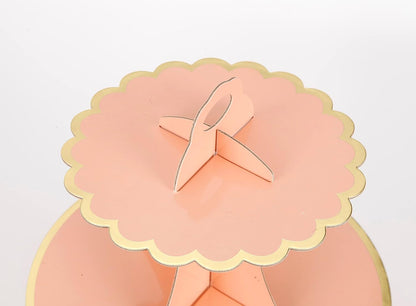 3-Tier Cupcake Stand, Pink Cake Stand Holder, Lace Tiered DIY Cupcake Stand Tower for Dessert Table Displays, Birthday Theme Party Favors Decoration, Floral Tea Party, 12" W x 12.8" H