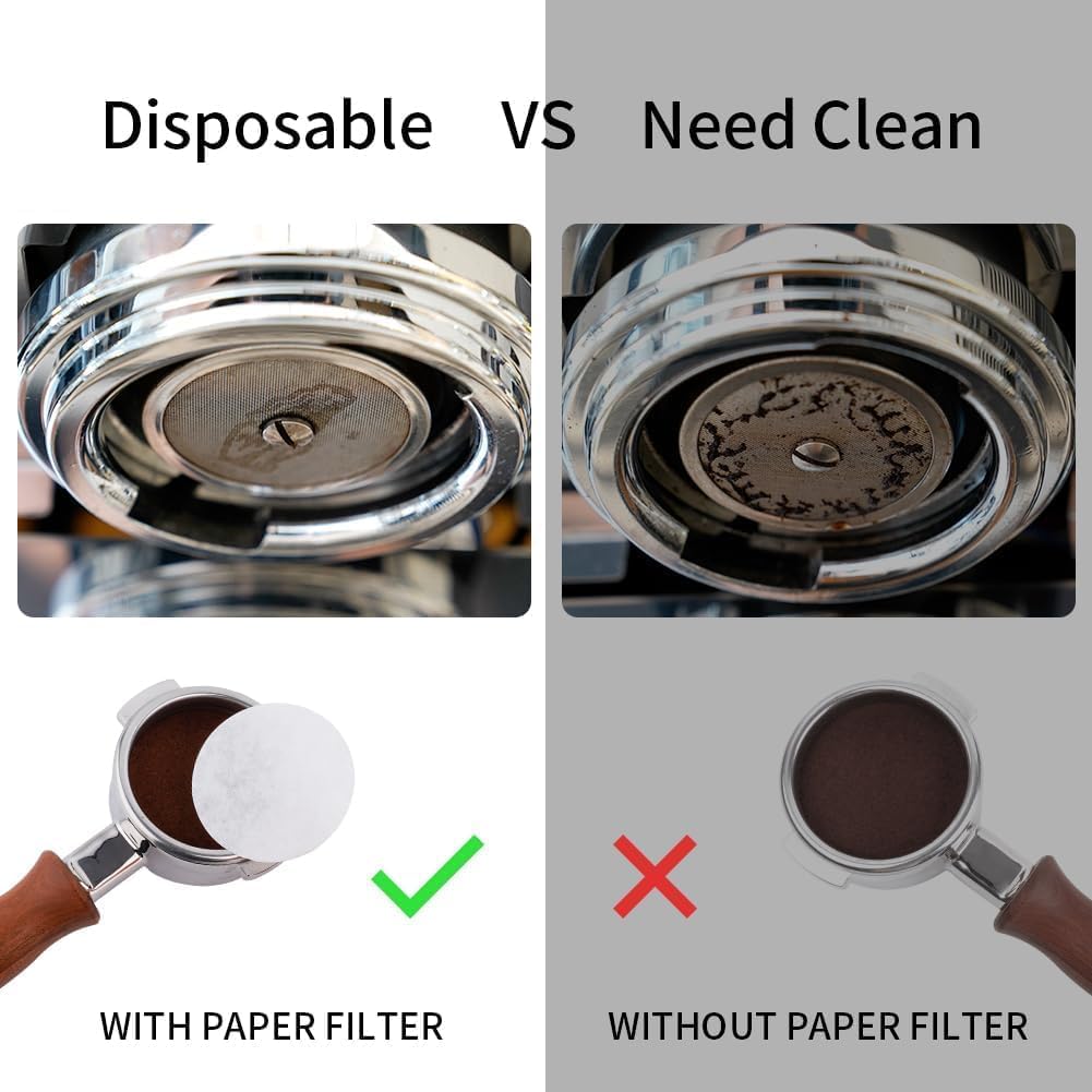 watchget 58mm Espresso Paper Filters - 100 Pcs Disposable Unbleached Coffee Filter Papers for Espresso Machines, Puck Screen, Portafilter Baskets, Compatible with 58mm Portafilters