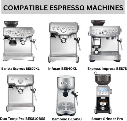 54mm Bottomless Portafilter 3 Ears ABS Handle – Fits Breville Barista Express, Bambino, Impress, Duo Temp Pro and Infuser – Includes 18g Filter Basket Hands-Free Dosing Funnel & 1.7mm Puck Screen