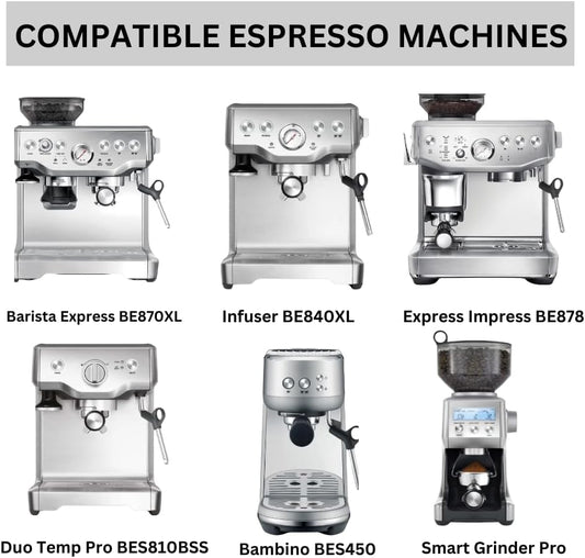 54mm Bottomless Portafilter 3 Ears ABS Handle – Fits Breville Barista Express, Bambino, Impress, Duo Temp Pro and Infuser – Includes 18g Filter Basket Hands-Free Dosing Funnel & 1.7mm Puck Screen