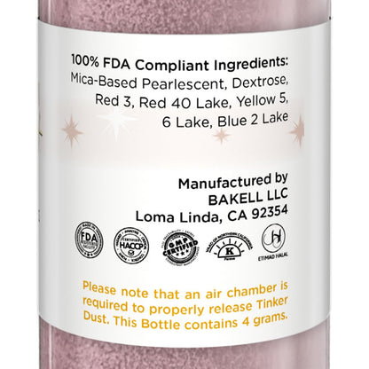 Bakell - Rose Gold Tinker Dust (4g, 1x Mini Spray Pump) Edible Glitter for Food, Desserts, and Beverages!