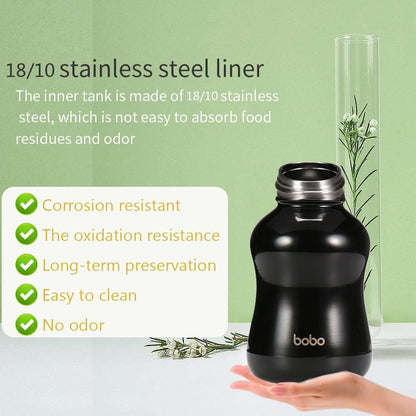 YOHKOH Mini Vacuum Insulated Water Bottle With Bamboo Lid - Stainless Steel Thermos Water Bottle for Women Girls Kids, Metal Sports Hot and Cold Water Bottle Leak-Proof BPA-Free (6.4oz,Black)