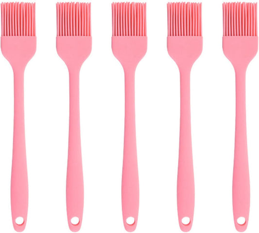 Silicone brush, Oil Brush for BBQ Kitchen Cooking Baking and Grilling (5 PCS,pink)