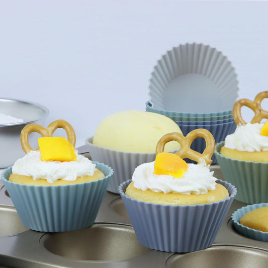 Large Silicone Muffin Cups, 12 Pack Reusable Cupcake Liners Jumbo Size 3.54inch Baking Cups Cake Molds, BPA Free, Dishwasher Safe