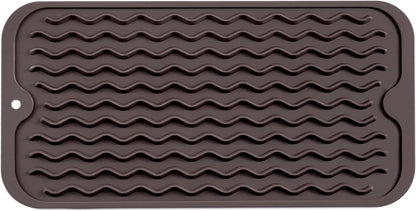Silicone Dish Drying Mat for Multiple Usage,Easy clean,Eco-friendly,Heat-resistant Silicone Mat for Kitchen Counter or Sink,Refrigerator or Drawer Liner Coffee S 12 inches x 6 inches