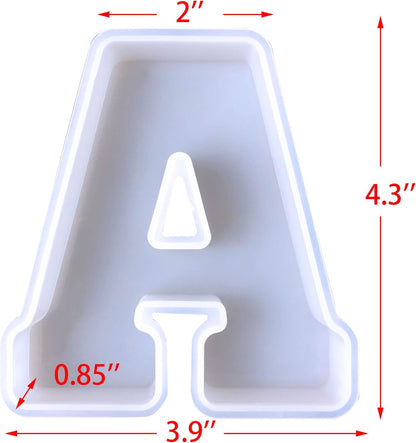 4 inch 26 Pack English Letter Silicone Mold - Alphabet Capital & Large Letter Resin Casting Mold
