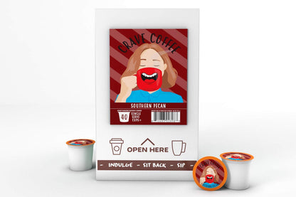 Crave Beverages Flavored Coffee Pods, Compatible with 2 K-Cup Brewers, Southern Pecan, 40 Count