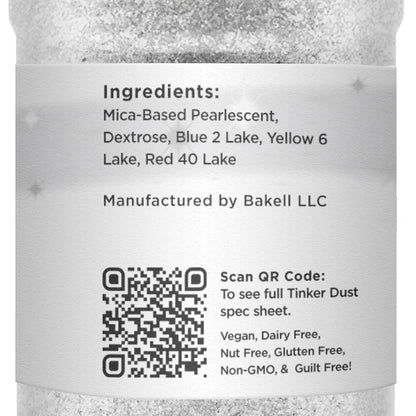 BAKELL Silver Edible Glitter, 45 Grams | TINKER DUST Edible Glitter | KOSHER Certified | 100% Edible Glitter | Cakes, Cupcakes, Cake Pops, Drinks, Dessert Vegan Glitter & Dusts (45g Shaker, Silver)