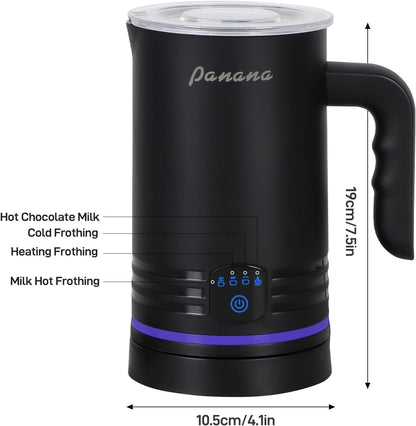Electric Milk Frother, 4 in 1 Milk Steamer, 14.5oz/430ml Automatic Warm and Cold Foam Maker for Coffee,Latte, Cappuccino, Macchiato, Hot Chocolate (Black)