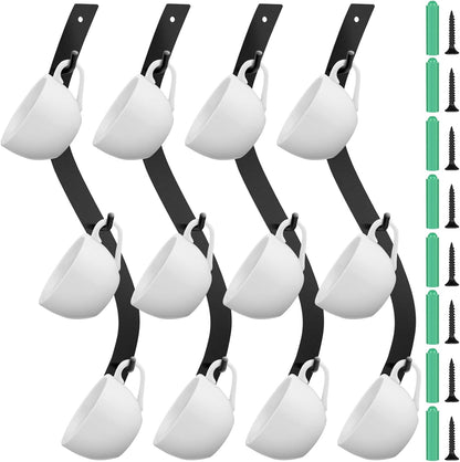 Sosation 4 Pack Coffee Mug Wall Rack Mounted with 12 Hooks S Curve Metal Coffee Cup Rack Wall Hanging Holder for Bar Kitchen Corner Station Decor Display