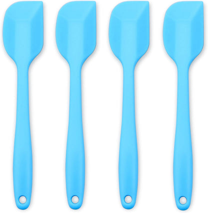 Silicone Spatula 4-piece Set, Heat-Resistant Non-stick Rubber Spatulas with Stainless Steel Core, Blue