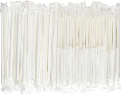 [400 Pack] Compostable Short Paper Straws Individually Wrapped, 5.75" x 0.24", Dye-free White - Great for Kids, Milk Cartons, Cocktail & Coffee