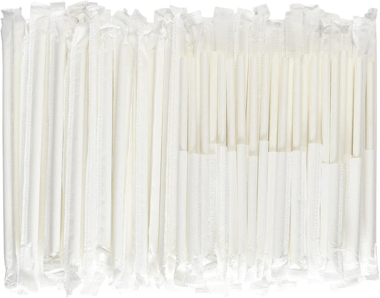 [400 Pack] Compostable Short Paper Straws Individually Wrapped, 5.75" x 0.24", Dye-free White - Great for Kids, Milk Cartons, Cocktail & Coffee