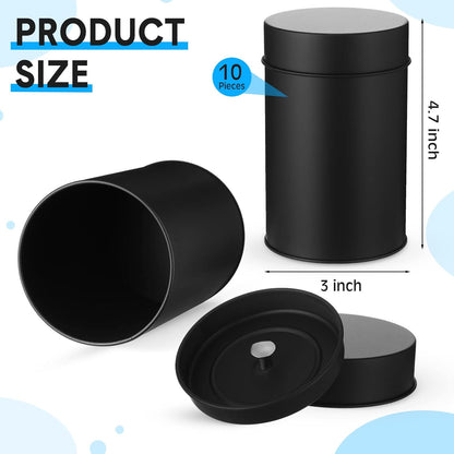 Zopeal 10 Pack Metal Tea Tin Canister with Airtight Double Lids 16 oz Round Tin Can with Lid Double Sealed Small Kitchen Container for Loose Tea Storage Coffee Sugar Candy Herbs and Spices