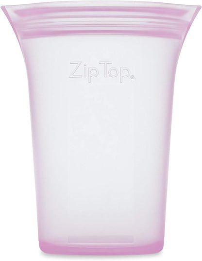 Zip Top Reusable Food Storage Bags | Small Cup [Lavender] | Silicone Meal Prep Container | Microwave, Dishwasher and Freezer Safe | Made in the USA