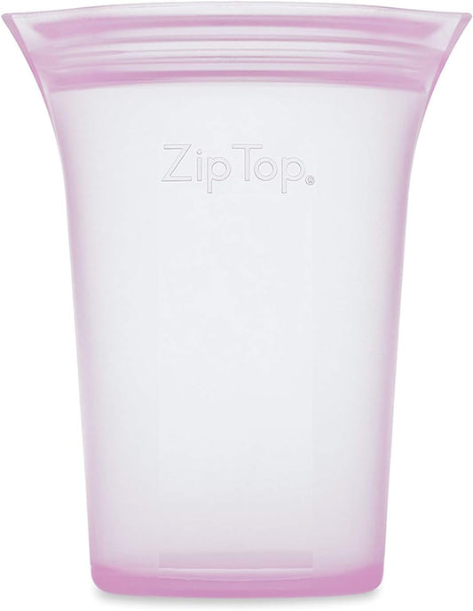 Zip Top Reusable Food Storage Bags | Small Cup [Lavender] | Silicone Meal Prep Container | Microwave, Dishwasher and Freezer Safe | Made in the USA