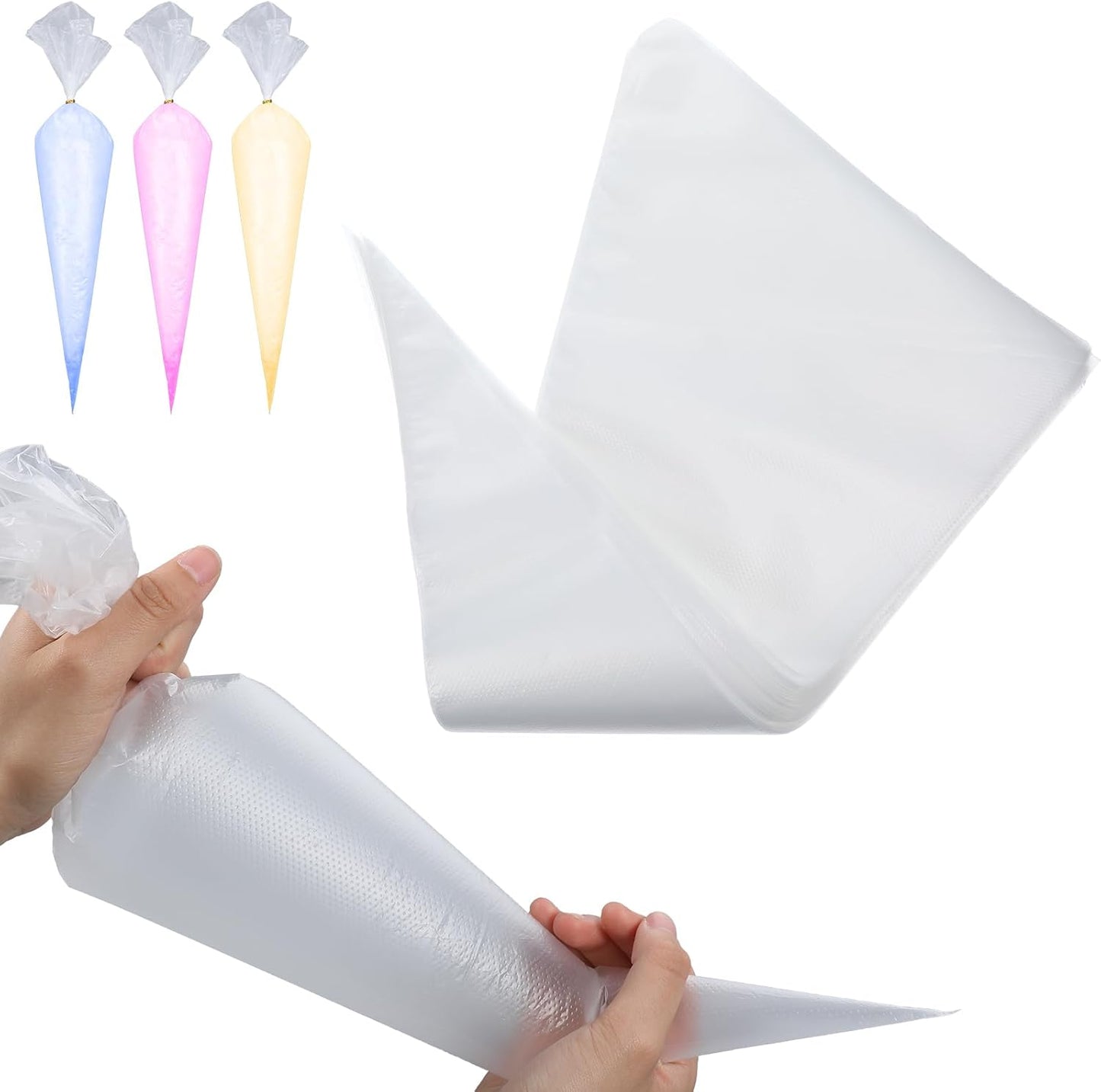 24 Inch Large Piping Bags,100 Pack Icing Bags Disposable Pastry Bag,Thick Non-Slip & Anti-Burst Icing Piping Pastry Bag For Frosting Decorating Dessert Cake Cupcake Cookie