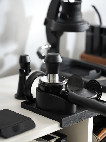 Normcore 58mm Coffee Tamper V4.1 Mini, Spring-Loaded with Click Feedback, Compatible with 58mm Espresso Machines Portafilter, Anodized Aluminum Handle and Silcone Stand, Black