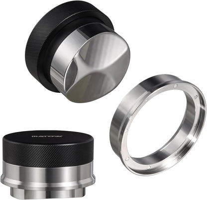 MATOW 2 in 1 Design Gravity Distributor and Magnetic Dosing Funnel Combo, 53.3mm Adaptive Espresso Distributor and 54mm Stainless Steel Dosing Ring Set Compatible with Breville 54mm Portafilter