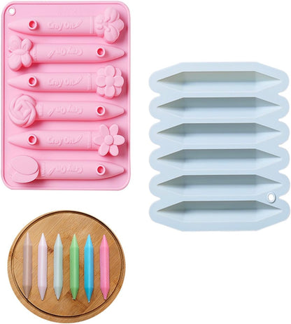 Crayon Mold, 2 Pack Crayon Recycling Molds, 3D Crayon Silicone Mold Tipped Crayon Mold Oven Safe Candy Chocolate Making Molds for Kids Reusable Triangular Flower Crayon Molds for DIY Crayons.