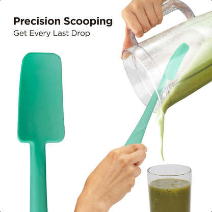 Kitchen Mama WaltzGrip Platinum Silicone Jar and Can Spatula Utensil Set: Heat-Resistant, Nonstick Scraper, Scooping, Perfect for Smoothies, Jam, Cream, Peanut Butter, Dishwasher Cooking Gadget (Teal)
