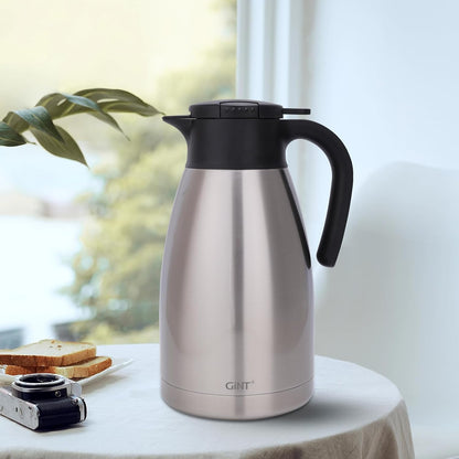 GiNT 74Oz Thermal Coffee Carafe, Insulated Stainless Steel Coffee Carafes for Keeping Hot/Double Walled Vacuum Thermal Carafe (Silver, 2.2L)