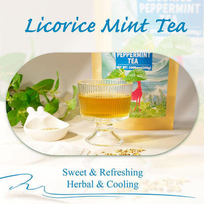 WT WEETEE Licorice Mint Tea Bags 100 Counts, Made 100% Natural & Pure Peppermint & Licorice Root, Naturally Caffeine-free, Sweet & Refreshing