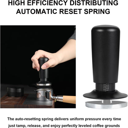 53mm Espresso Tamper,Spring Loaded Tamper with Stainless Steel Flat Base,Compatible with 53mm Portafilter,Coffee Tamper for Coffees Enthusiast and Home Barista