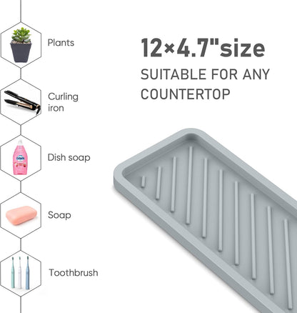EG-SIPRO Kitchen Sink Organizer Tray,Sponge Holder for Kitchen Sink Bathroom Counter Tray Sponge Caddy Silicone Soap Holder for Soap dispenser, Bottle, Dishwashing Accessories(2-pack)